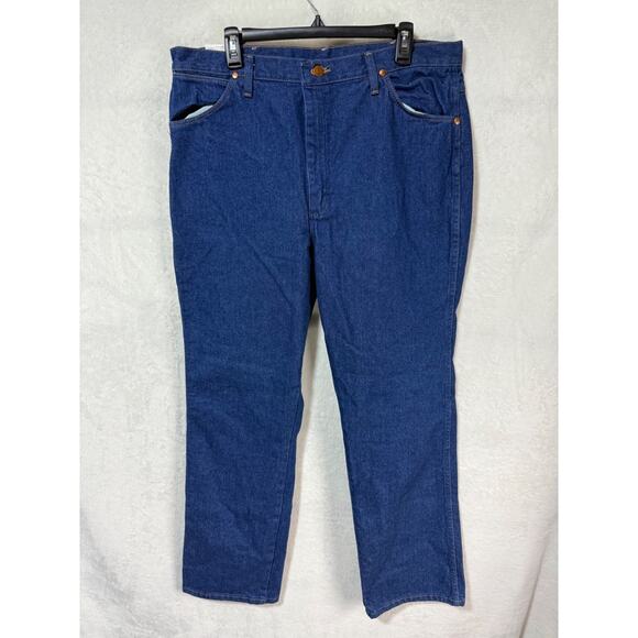 Wrangler Mens Blue Jeans Slim Fit 38x32 Fits Over Boots *NWT - Picture 1 of 8